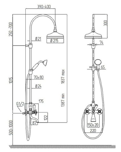Душевая система Migliore Revival 30947 Бронза