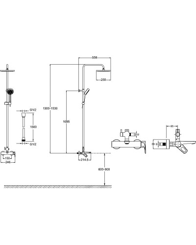 Душевая система Jacob Delafon Aleo E26809-CP Хром