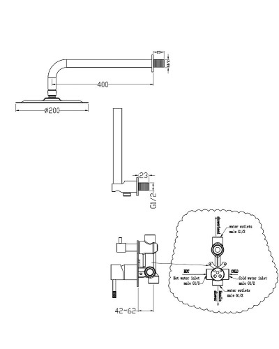 Душевая система Boheme Uno 464-GM Оружейная сталь