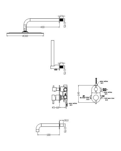 Душевая система Boheme Uno 464-2-NB Никель брашированный