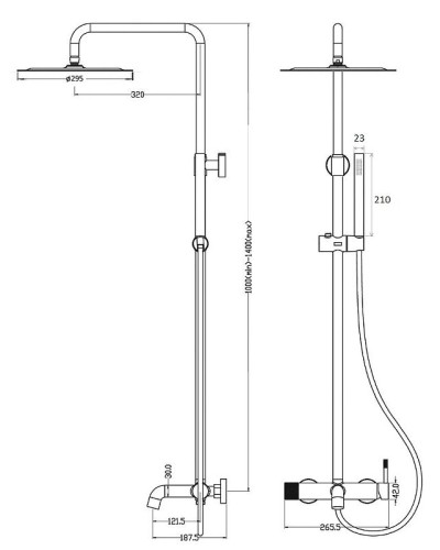 Душевая система Boheme Uno 468-BCR Черная матовая Хром
