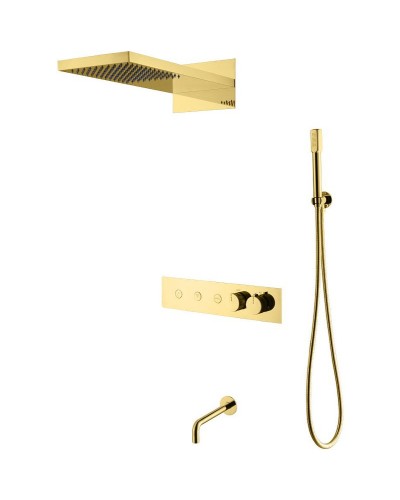 Душевая система Boheme Fusion 131-2-G с термостатом Золото глянцевое