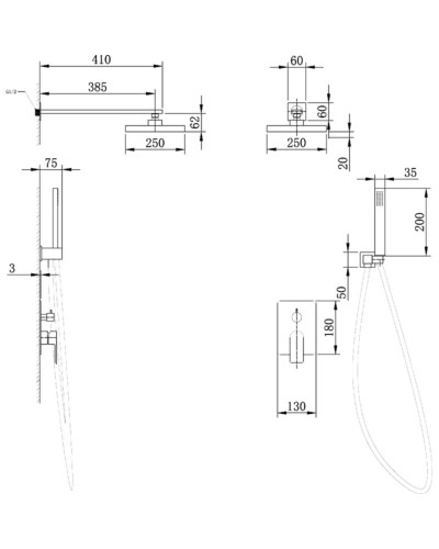 Душевая система Abber Weiss Insel AF8018W Белая Хром