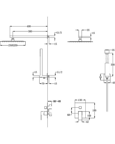 Душевая система Abber Daheim AF8219B Черная матовая