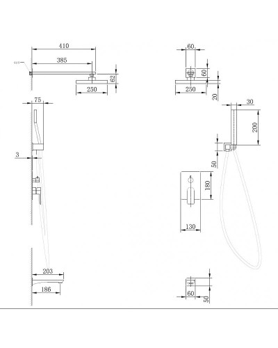 Душевая система Abber Weiss Insel AF8017 Хром