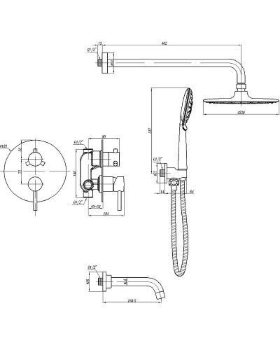 Душевая система Abber Wasser Kreis AF8117B Черная матовая