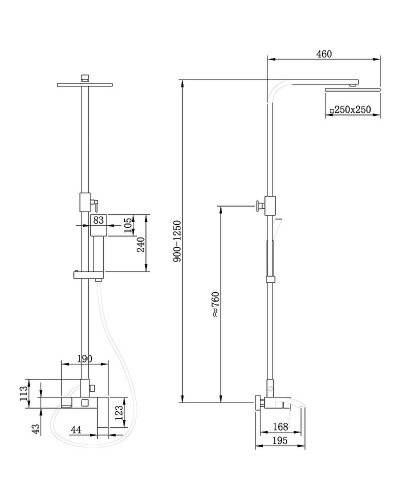Душевая система Abber Wasserfall AF8616B Черная матовая