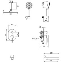Душевая система Bronze de Luxe Scandi 14582/1BR Бронза