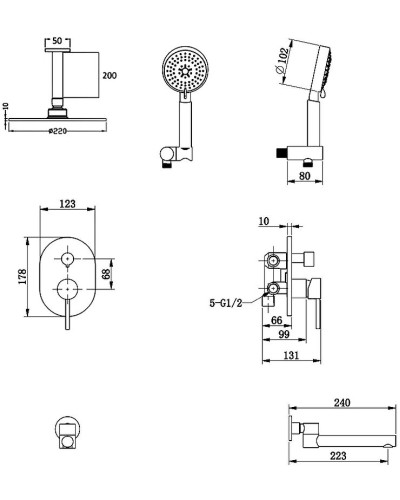 Душевая система Bronze de Luxe Scandi 14582/1BR Бронза