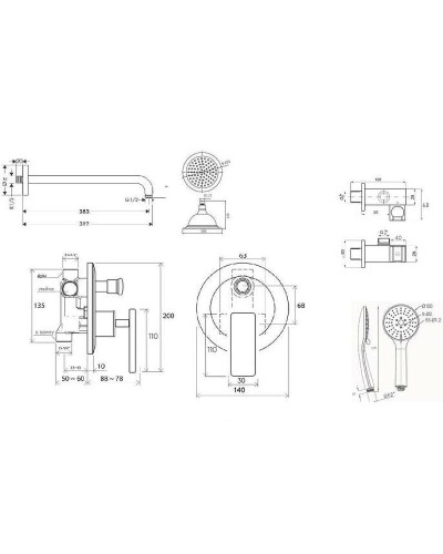Душевая система Bronze de Luxe Pure A800/9143-2 Хром