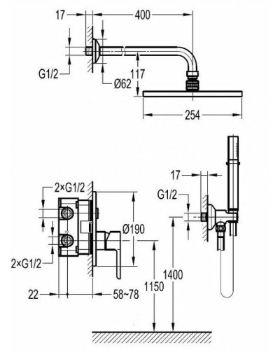 Душевая система Cezares Eco ECO-DSET-NOP Черный матовый