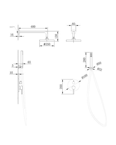 Душевая система Abber Emotion AF8818G Золото матовое