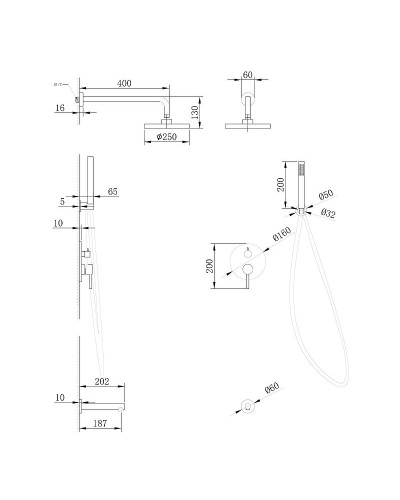 Душевая система Abber Emotion AF8817B Черная матовая