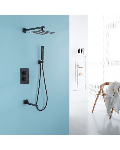 Душевая система Abber Daheim AF8250B с термостатом Черная матовая