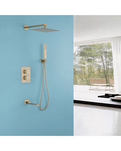 Душевая система Abber Daheim AF8250G с термостатом Золото матовое