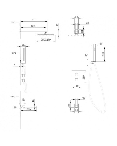 Душевая система Abber Daheim AF8250G с термостатом Золото матовое