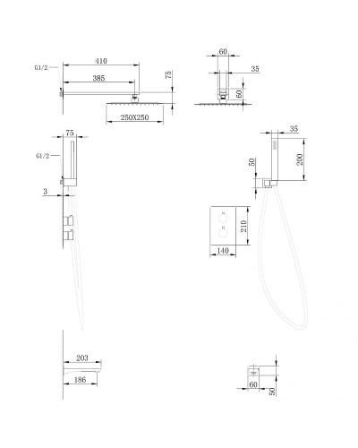 Душевая система Abber Insel AF8050 с термостатом Хром