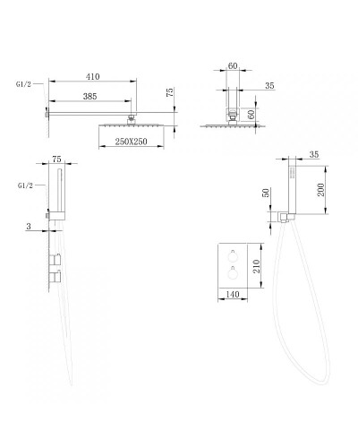 Душевая система Abber Insel AF8051 с термостатом Хром