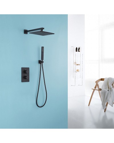 Душевая система Abber Insel AF8051B с термостатом Черная матовая