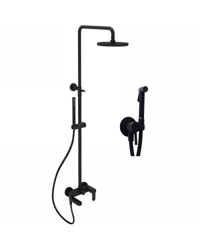 Душевой комплект Paffoni Light KITZCOL632NO110 из душевой системы с гигиеническим душем Черная матовая