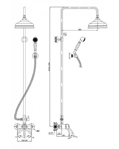 Душевая система Cezares Lira LIRA-M-CD-02 Бронза