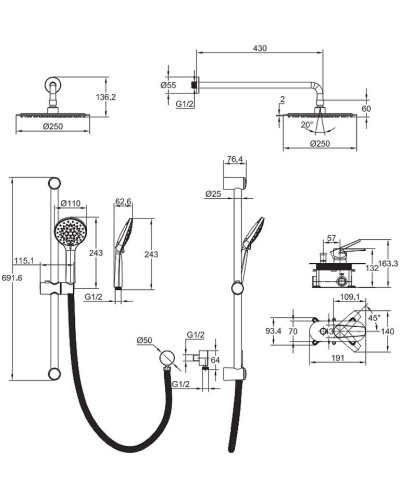 Душевая система Cersanit Moduo 64087 Хром