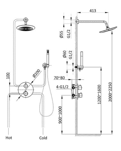 Душевая система Vincea VSFW-101TCH с термостатом Хром