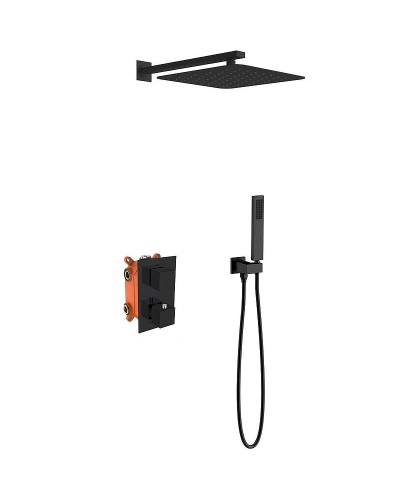 Душевая система Vincea VSFW-102TMB с термостатом Черная матовая
