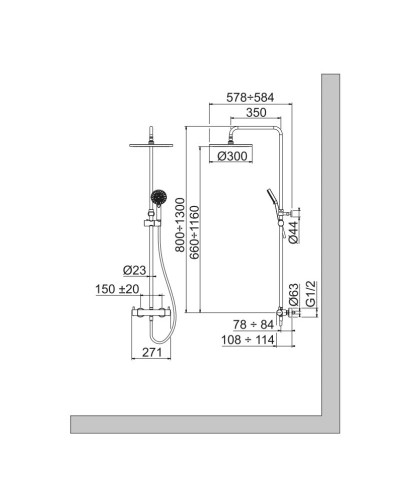 Душевая система 300 мм Noken Tec Round N720000187
