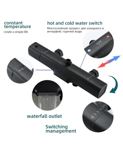 Душевая система Gappo G2495-76 с термостатом Черная матовая