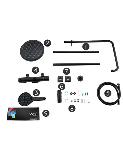 Душевая система Gappo G2495-76 с термостатом Черная матовая