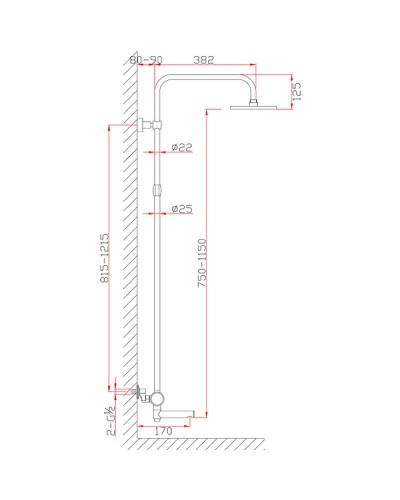 Душевая система Bronze de Luxe Avantgarde 2039RH Черная Красная