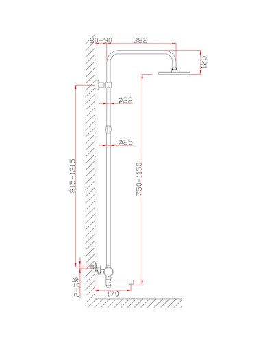 Душевая система Bronze de Luxe Avantgarde 2039RGB Черная Розовое золото