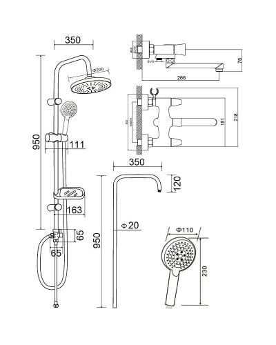Душевая система Orange Alfi M82-314cr Хром
