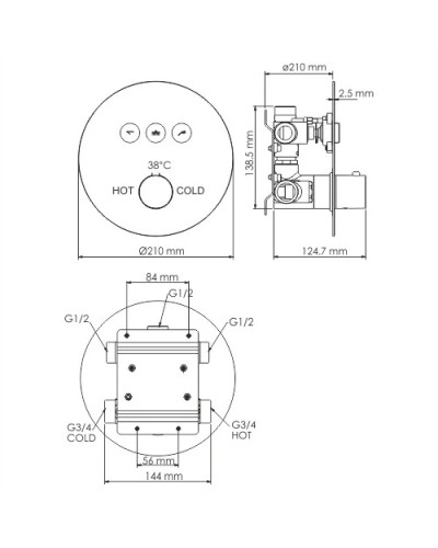 Душевой комплект 400 мм WasserKRAFT A175817 Thermo