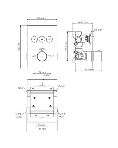 Душевой комплект 400 мм WasserKRAFT A171919 Thermo