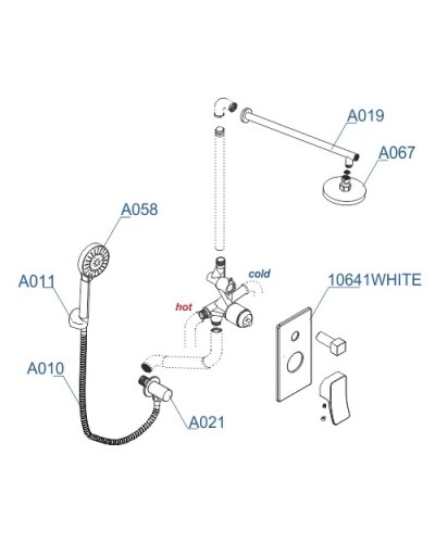 Душевой комплект 225 мм WasserKRAFT A16067WHITE