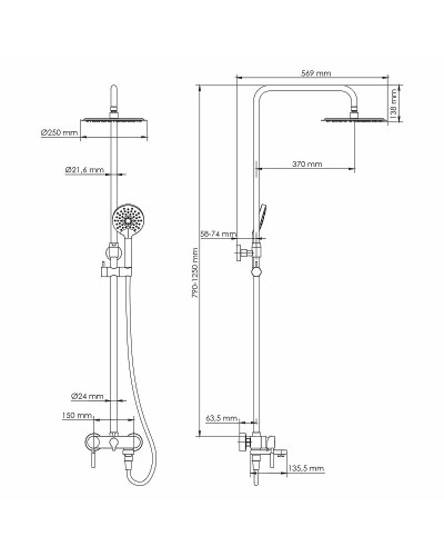 Душевая система WasserKRAFT A14201 Никель