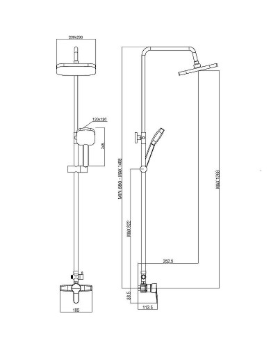 Душевая система Orange OneLife P01-912b Черная матовая