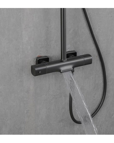 Душевая система Gappo G2495-79 с термостатом Оружейная сталь