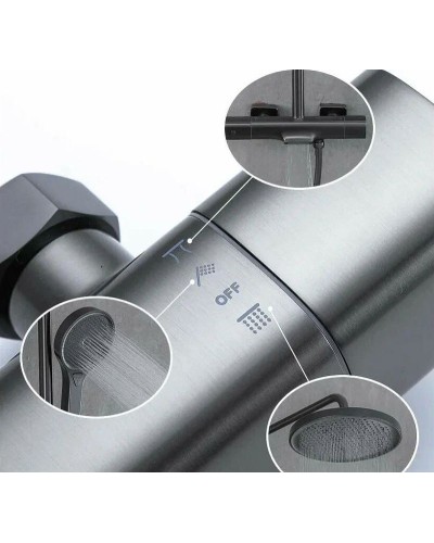 Душевая система Gappo G2495-79 с термостатом Оружейная сталь