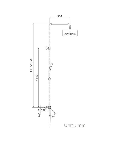 Душевая система Gappo G2495-79 с термостатом Оружейная сталь