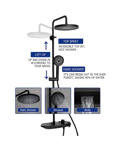 Душевая система Gappo G2495-86 Черная матовая