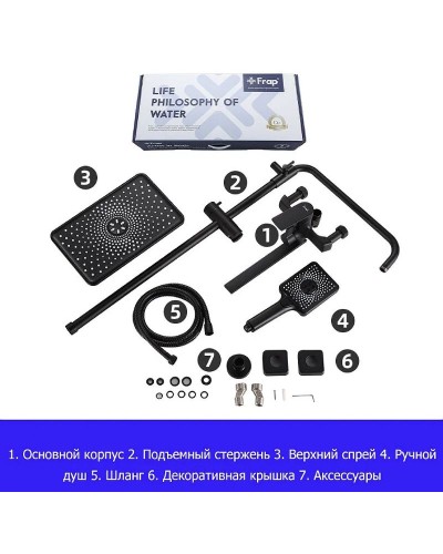 Душевая система Frap H71-6 F2471-6 Черная матовая