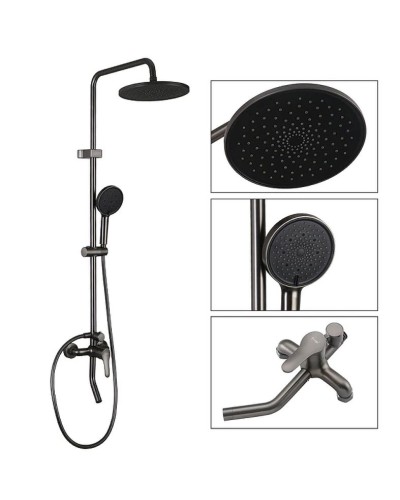 Душевая система Frap F24011-9 Оружейная сталь