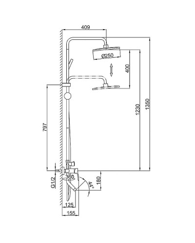 Душевая система Frap F24011-9 Оружейная сталь