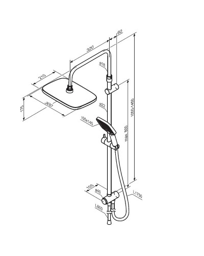 Душевая система Damixa Gala 953000300 Черная матовая