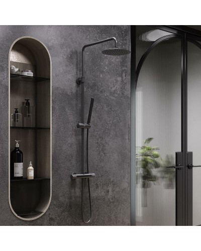 Душевая система Damixa Scandinavian Pure 936800300 с термостатом Черная матовая