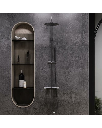 Душевая система Damixa Scandinavian Pure 936800300 с термостатом Черная матовая