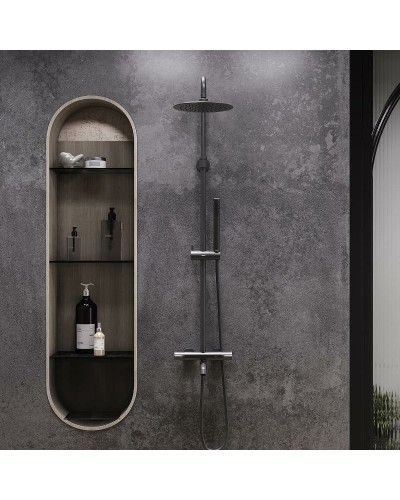 Душевая система Damixa Scandinavian Pure 936810300 с термостатом Черная матовая